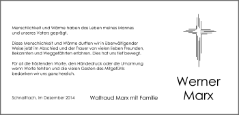 Traueranzeige von Werner Marx von Pegnitz-Zeitung